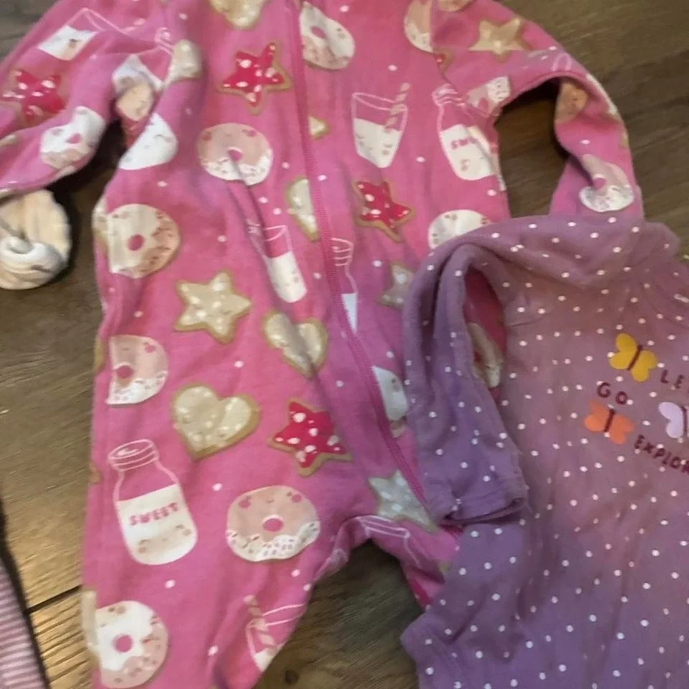 Carters Baby Bodysuits Sleeper Set Girl 3-6M Pink Purple NWOT Bundle